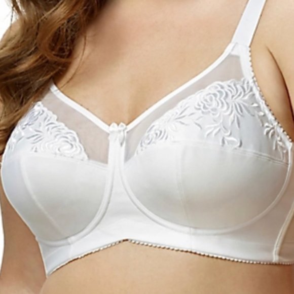 New Elila Full Figure Embroidered Microfiber Wire-Free Bra Beige 1301 - Picture 6 of 10
